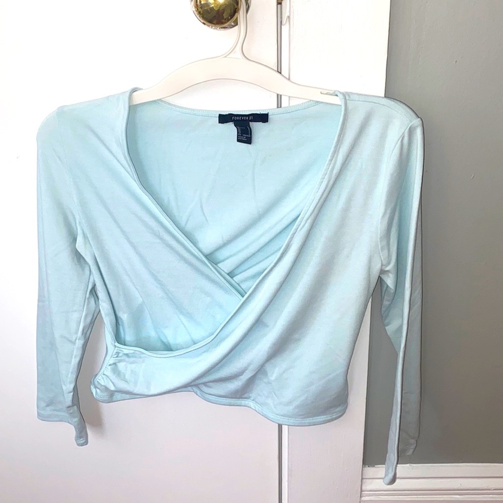 Forever 21 light blue deep v top
